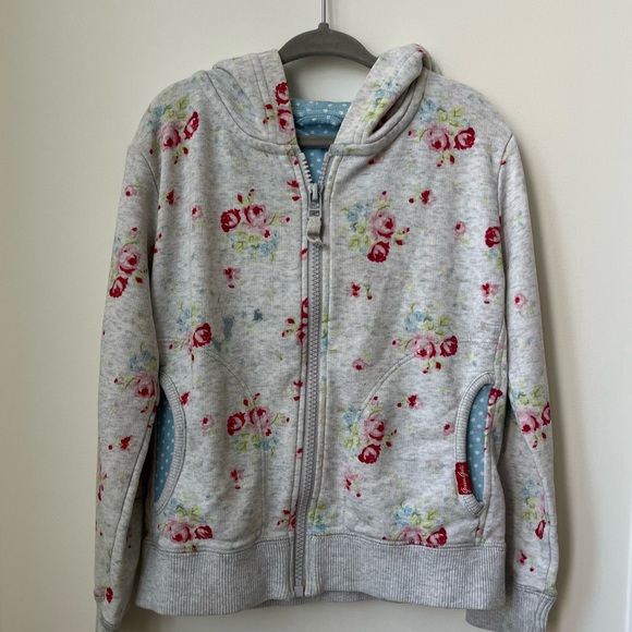 Green Gate x Uniqlo Girls’ Floral Zip Up Hoodie Sweatshirt Size 5-6 Years - Picture 1 of 6